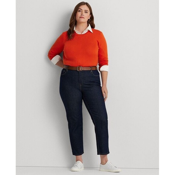 Lauren Ralph Lauren Women's Plus Size Crewneck Fall Sweater Harvest Orange 3X - Picture 1 of 7
